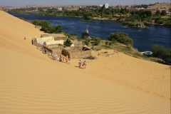 Egipt-Asuan-kontrast med življenjem in puščavo