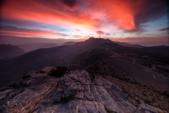 Oman - sončni vzhod v Al Hajar mountais - Omani Grand Canyon