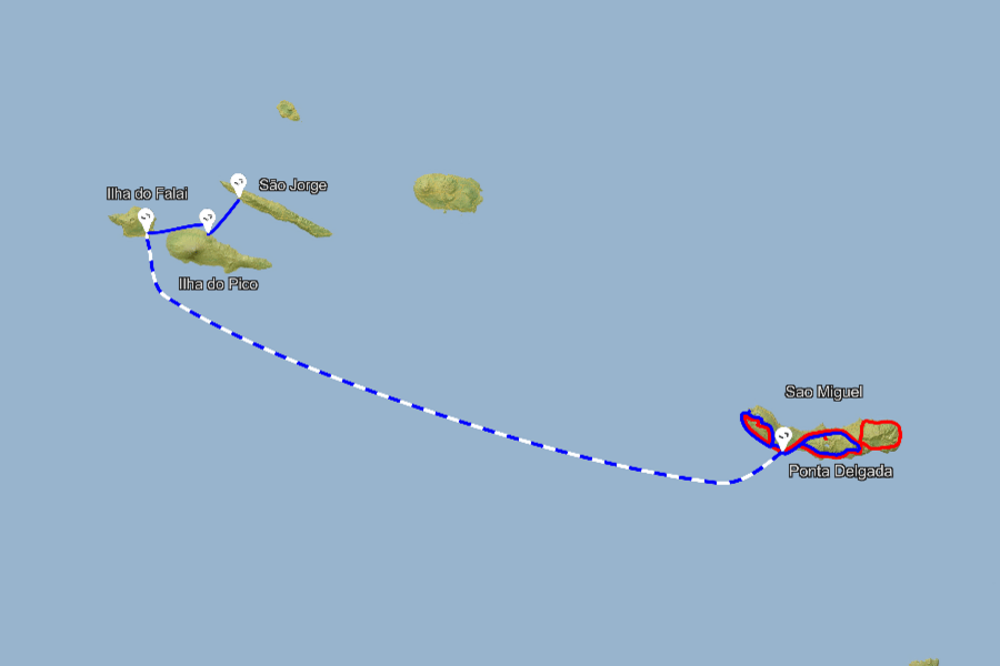 Azori zemljevid potovanj