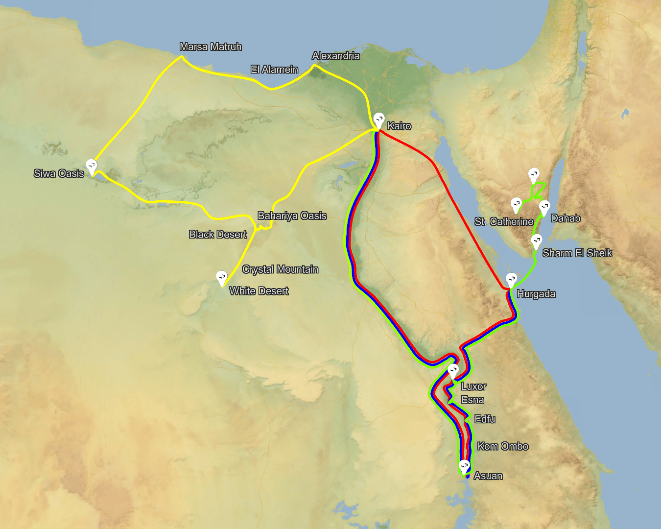 Egipt zemljevid potovanj
