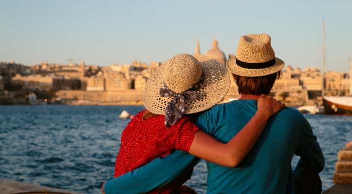 happy young couple travel in Malta, Europe