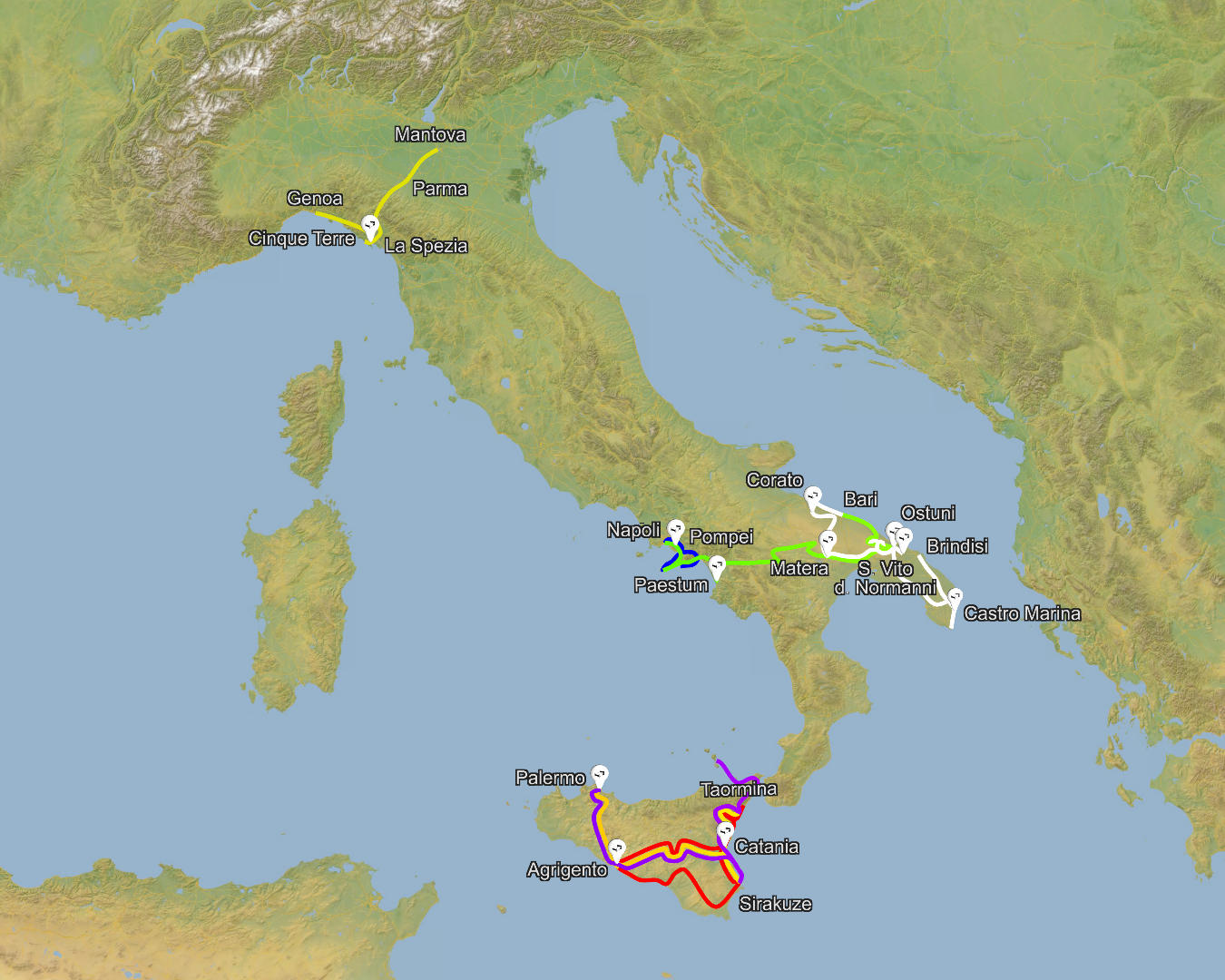 Italija zemljevid potovanj