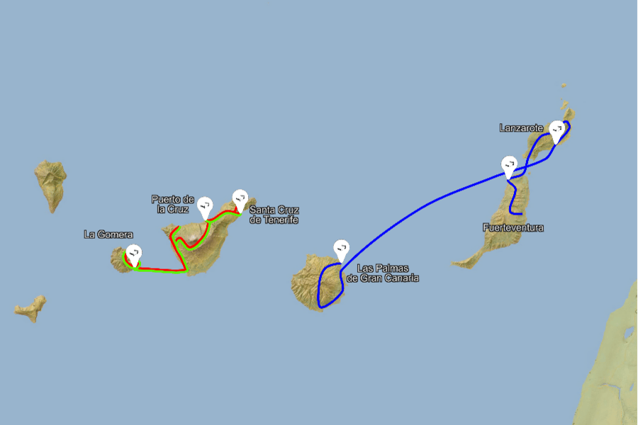 Kanarski otoki zemljevid potovanj