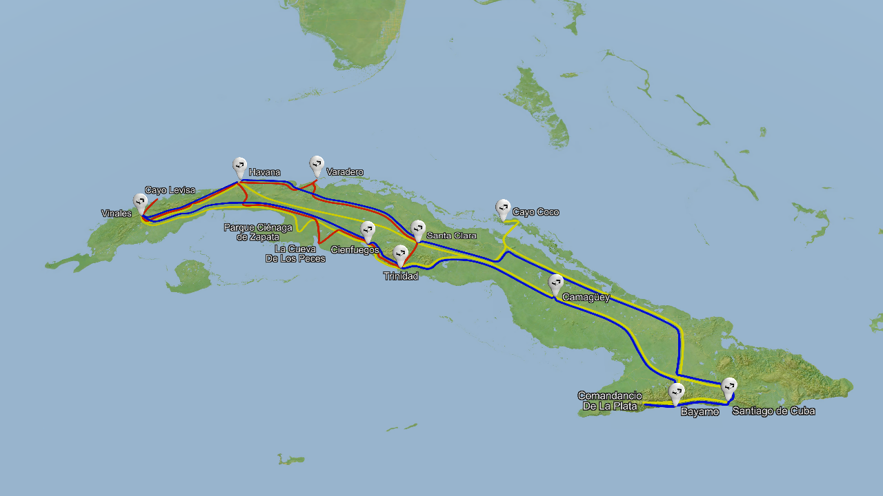 Kuba zemljevid potovanj