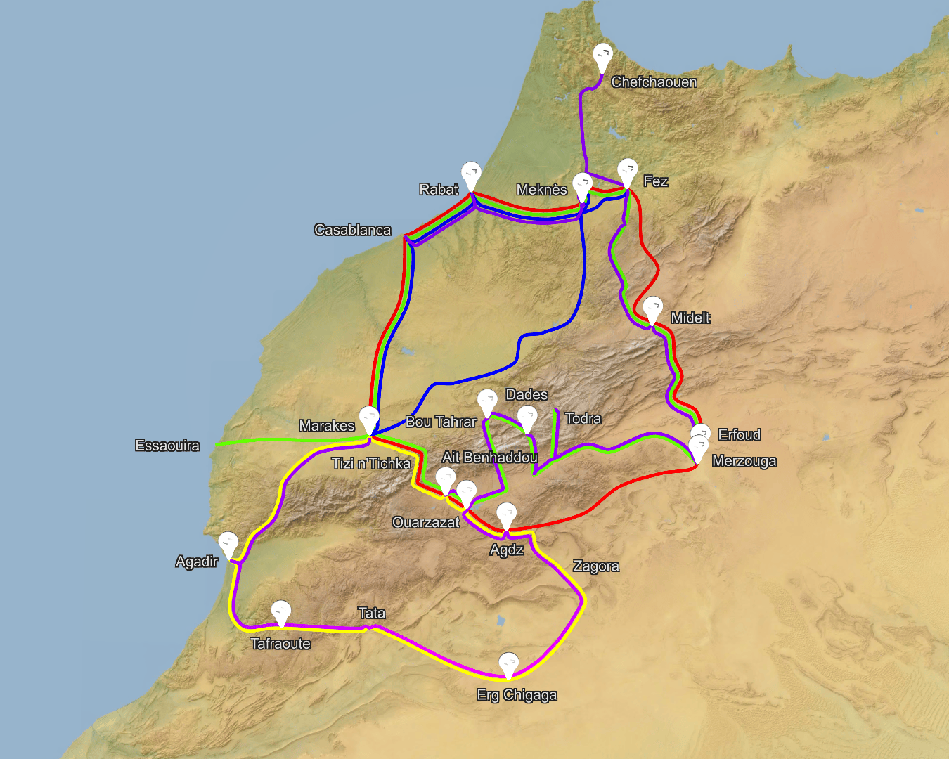 Maroko zemljevid potovanj