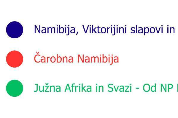 Namibija, Bocvana, Zimbabve in Južnoafriška republika - legenda