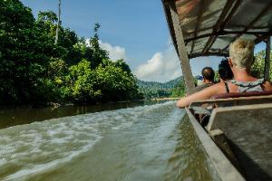scenery of the forest Taman Negara from the river Sungai Tembeling in Malezija
